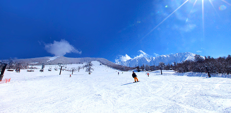 大山でスキー